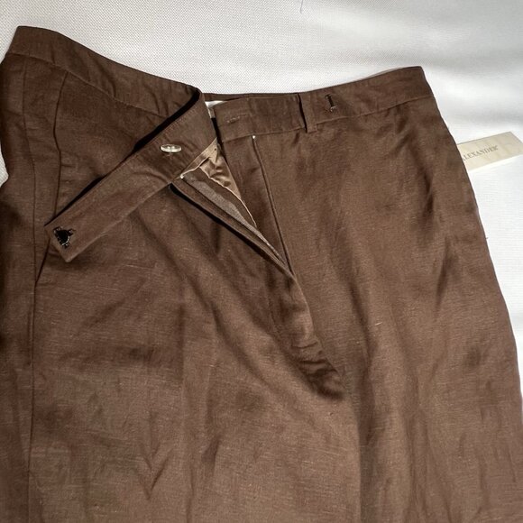 Annie Alexander Vintage Womens Linen Blend Wide Leg Crop Pants Sz 10 Brown Lined - Picture 12 of 15